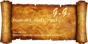 Gyaraki Györgyi névjegykártya